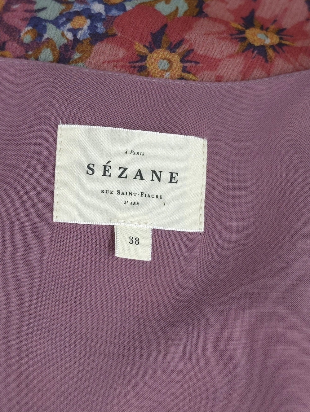 Sézane Noemia Floral Wrap Dress - Mauve with Coral Flower Print - Picture 6 of 11